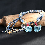Attendant Guardian | Handcrafted Ceramic WaMao Tile Cat Bracelet | Azure Wave