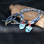 Attendant Guardian | Handcrafted Ceramic WaMao Tile Cat Bracelet | Azure Wave