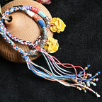 大猫头Attendant Guardian | Handcrafted Ceramic WaMao Bracelet | Golden Dawn