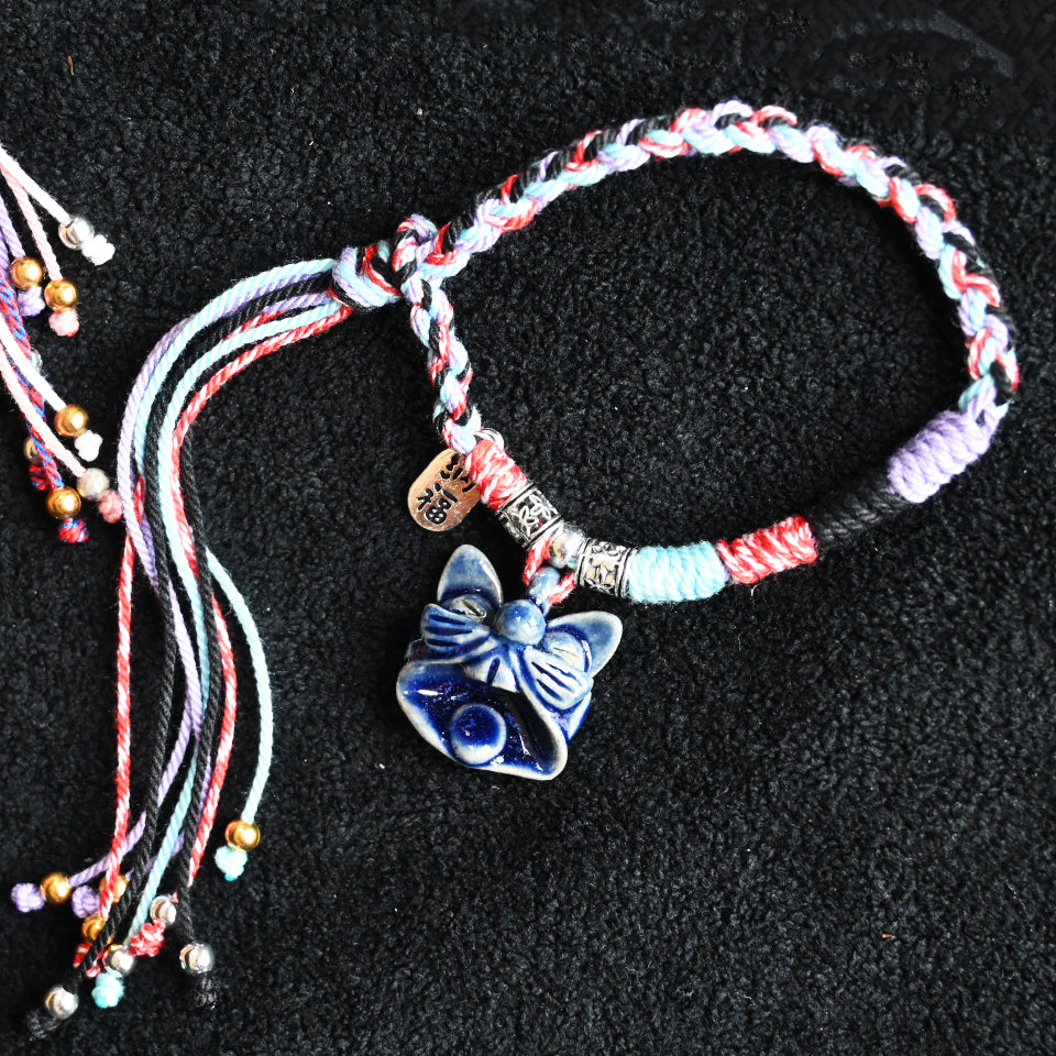 Attendant Guardian | Handcrafted Ceramic WaMao Bracelet | Midnight Blue