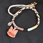 Attendant Guardian | Handcrafted Ceramic WaMao Bracelet | Crimson Flame
