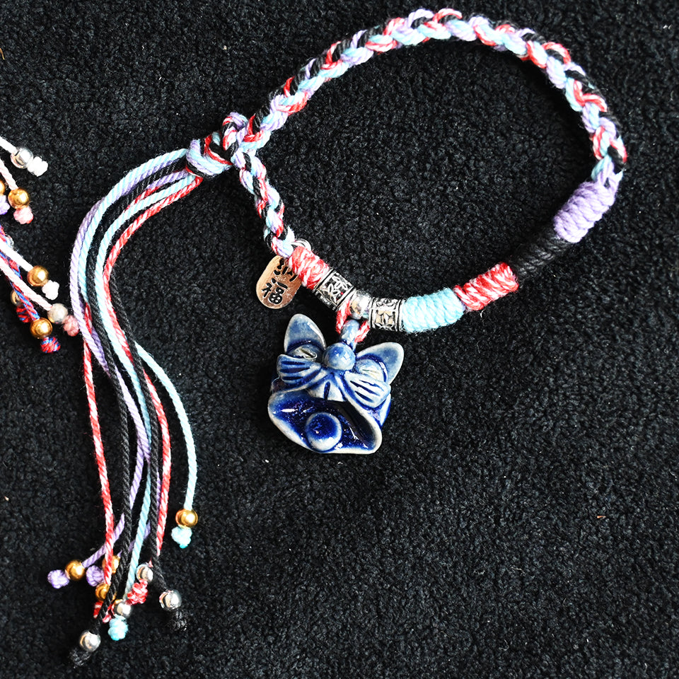 Attendant Guardian | Handcrafted Ceramic WaMao Bracelet | Midnight Blue