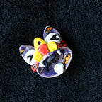 Heartfelt Guardian | Handcrafted Ceramic WaMao（猫头）Pendant Necklace | 粉紫