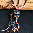 玲珑猫-湛蓝Heartfelt Guardian | Handcrafted Ceramic WaMao Necklace | Sculpted Cat - Small（副本）