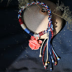 大猫头Attendant Guardian | Handcrafted Ceramic WaMao Bracelet | Crimson Flame