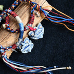 大猫头Attendant Guardian | Handcrafted Ceramic WaMao Tile Cat Bracelet | Azure Wave