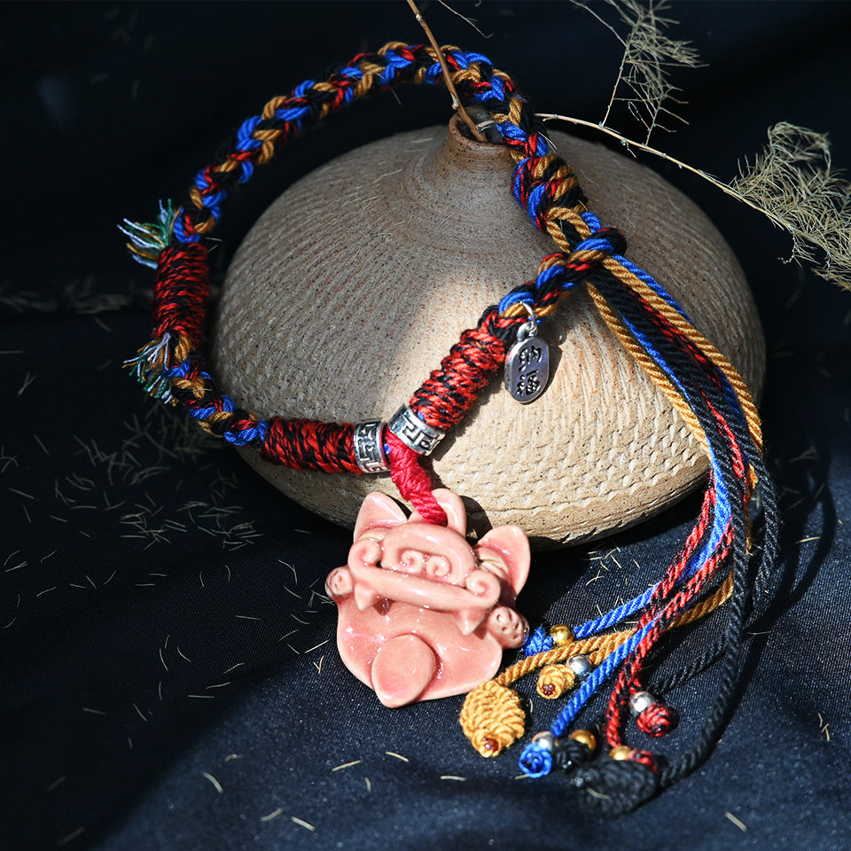 大猫头Attendant Guardian | Handcrafted Ceramic WaMao Bracelet | 温柔的守护者