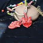 Heartfelt Guardian | Handcrafted Ceramic WaMao Necklace | Crimson Flame