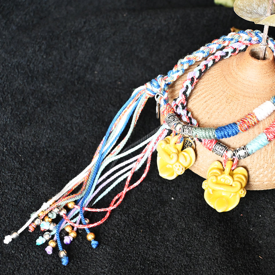 大猫头Attendant Guardian | Handcrafted Ceramic WaMao Bracelet | Golden Dawn