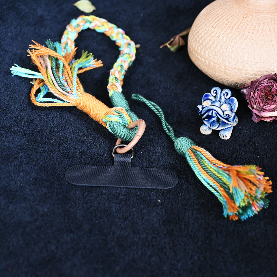 手机链（湛蓝）星海｜探索的守护者-星海之灵Attendant Guardian | Handcrafted Ceramic WaMao Bracelet | Verdant Wood