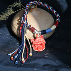 大猫头Attendant Guardian | Handcrafted Ceramic WaMao Bracelet | Crimson Flame