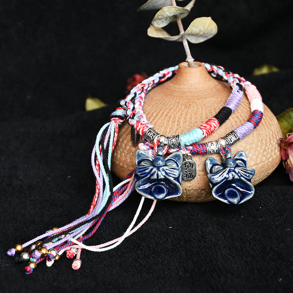 Attendant Guardian | Handcrafted Ceramic WaMao Bracelet | Midnight Blue