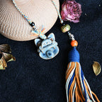 随便链Attendant Guardian | Handcrafted Ceramic WaMao Bracelet | Verdigris Spirit