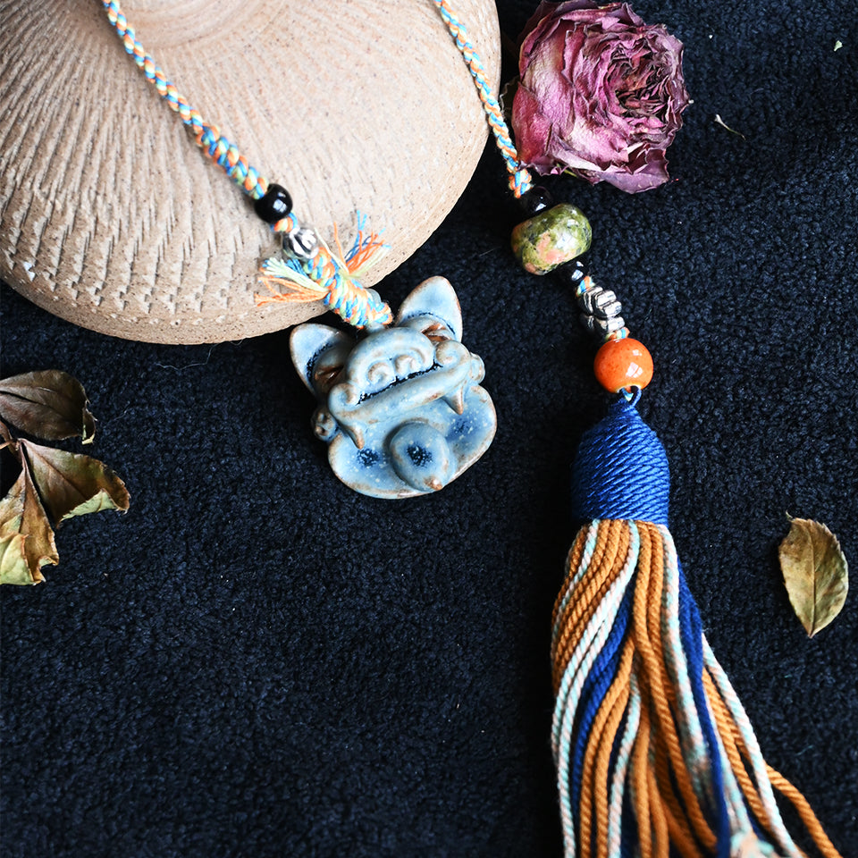 随便链Attendant Guardian | Handcrafted Ceramic WaMao Bracelet | Verdigris Spirit