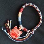 大猫头Attendant Guardian | Handcrafted Ceramic WaMao Bracelet | Crimson Flame