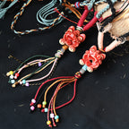 玲珑猫Heartfelt Guardian | Handcrafted Ceramic WaMao Necklace | Sculpted Cat - Small