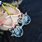 Heartfelt Guardian | Handcrafted Ceramic WaMao Necklace | Azure Wave