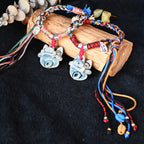 大猫头Attendant Guardian | Handcrafted Ceramic WaMao Bracelet | Verdigris Spirit