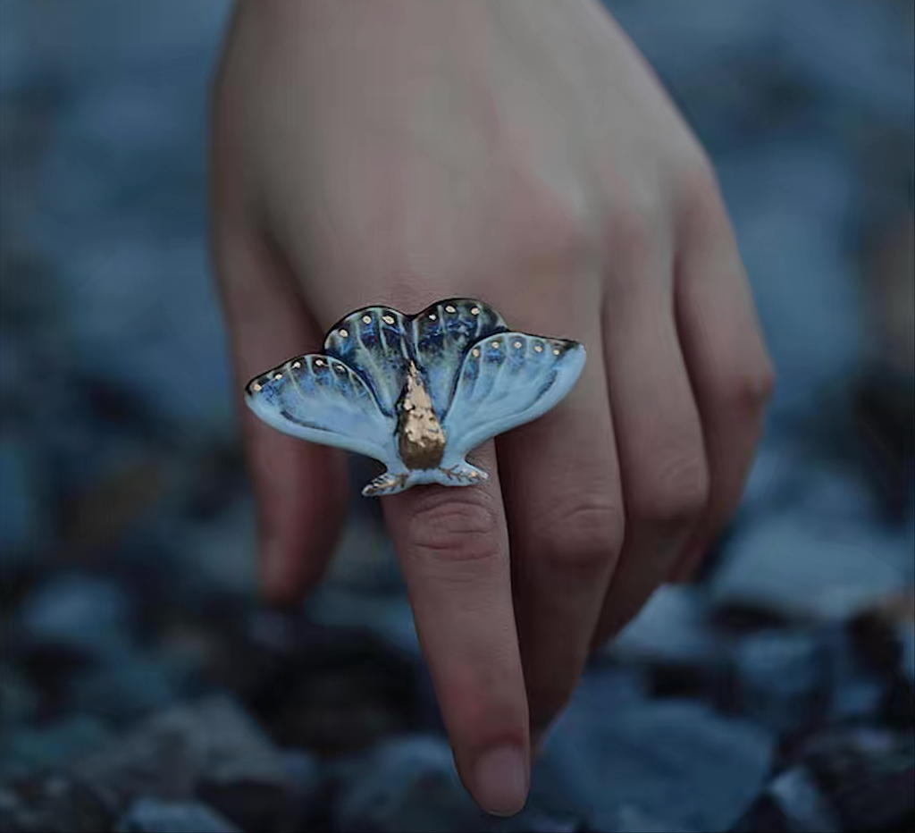 Ring | Handcrafted Ceramic | 蓝凌蛾 | 蜕变之翼