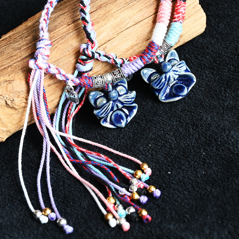 Attendant Guardian | Handcrafted Ceramic WaMao Bracelet | Midnight Blue