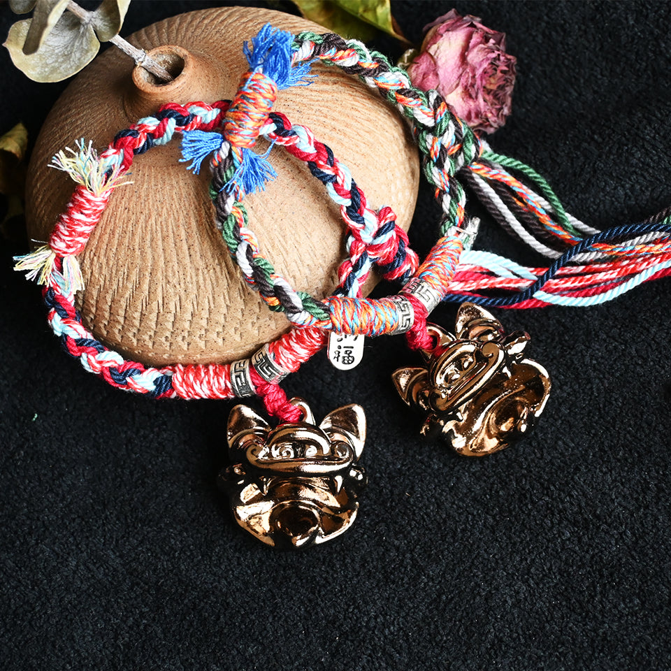 大猫头Attendant Guardian | Handcrafted Ceramic WaMao Bracelet | Copper Ember