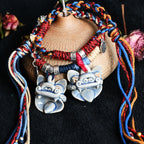 大猫头Attendant Guardian | Handcrafted Ceramic WaMao Tile Cat Bracelet | Azure Wave