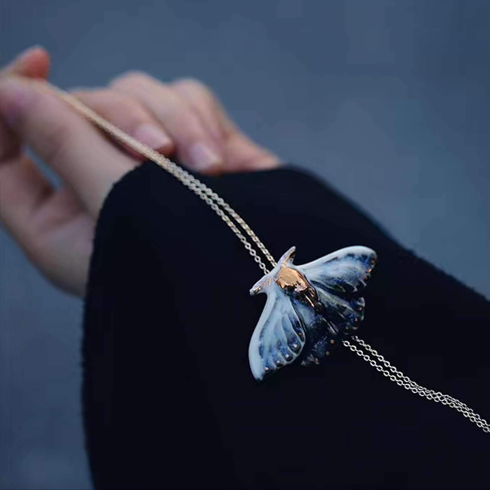 Necklace | Handcrafted Ceramic | 蓝凌蛾 | 蜕变之翼