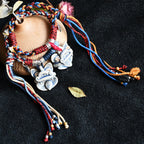 大猫头Attendant Guardian | Handcrafted Ceramic WaMao Tile Cat Bracelet | Azure Wave