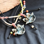 Heartfelt Guardian | Handcrafted Ceramic WaMao Necklace | Azure Wave