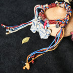 大猫头Attendant Guardian | Handcrafted Ceramic WaMao Tile Cat Bracelet | Azure Wave