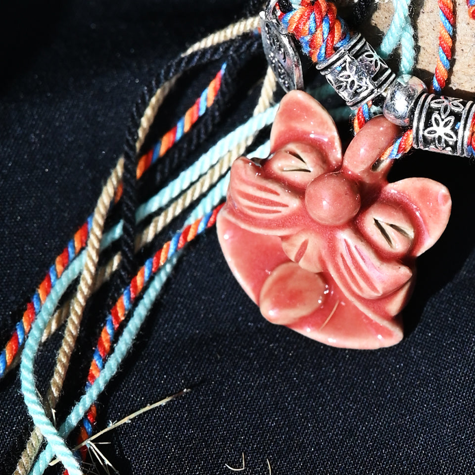 Attendant Guardian | Handcrafted Ceramic WaMao Bracelet | Crimson Flame