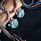 大猫头Attendant Guardian | Handcrafted Ceramic WaMao Bracelet | Verdigris Spirit