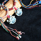 大猫头Attendant Guardian | Handcrafted Ceramic WaMao Bracelet | Verdigris Spirit