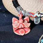 Attendant Guardian | Handcrafted Ceramic WaMao Bracelet | Crimson Flame