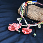 Heartfelt Guardian | Handcrafted Ceramic WaMao Necklace | Crimson Flame
