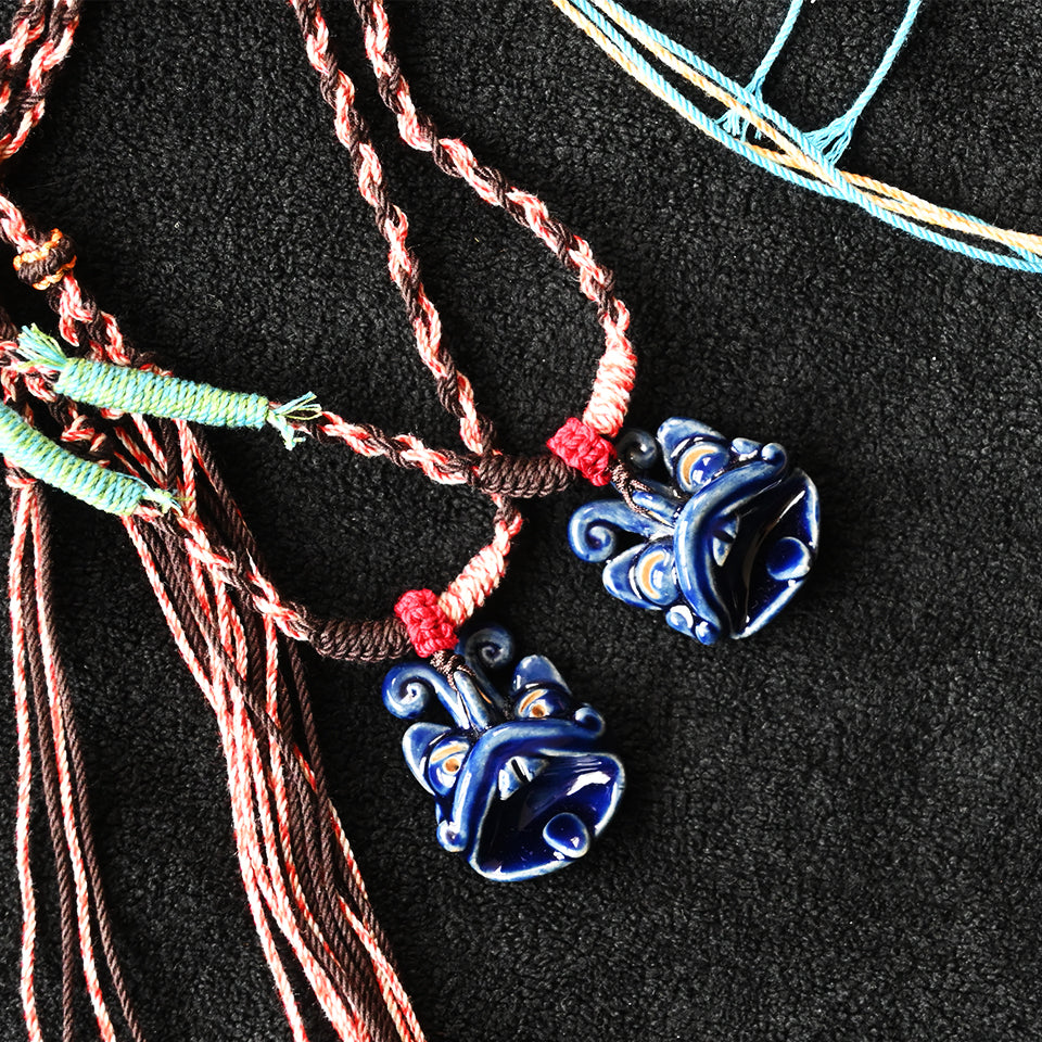 Heartfelt Guardian | Handcrafted Ceramic WaMao Necklace | 星海（湛蓝）