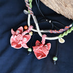 Heartfelt Guardian | Handcrafted Ceramic WaMao Necklace | Crimson Flame