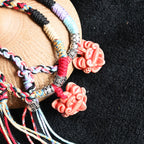 大猫头Attendant Guardian | Handcrafted Ceramic WaMao Bracelet | Crimson Flame