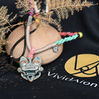 Heartfelt Guardian | Handcrafted Ceramic WaMao Necklace | Verdigris Spirit