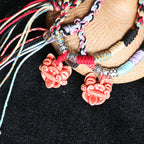 大猫头Attendant Guardian | Handcrafted Ceramic WaMao Bracelet | Crimson Flame