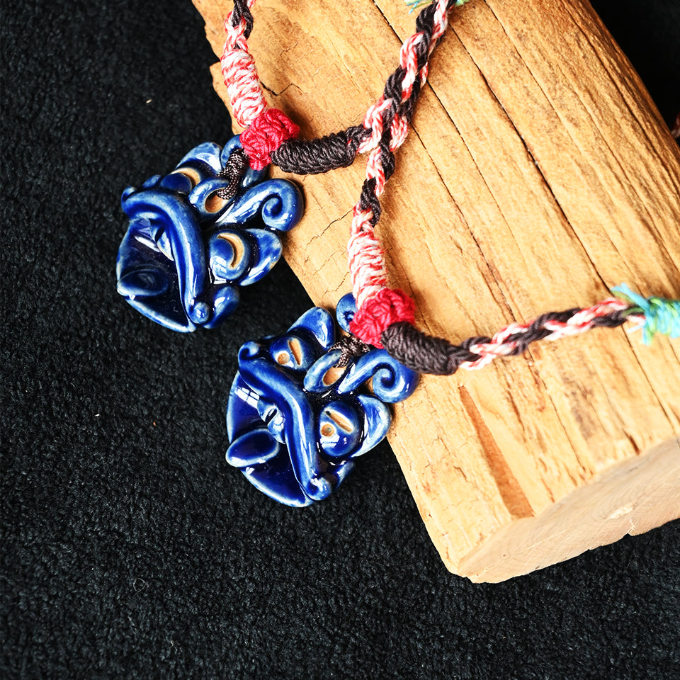 Heartfelt Guardian | Handcrafted Ceramic WaMao Necklace | 星海（湛蓝）
