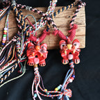 玲珑-彩绘猫-红Heartfelt Guardian | Handcrafted Ceramic WaMao Necklace | Sculpted Cat - Large