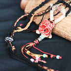 玲珑猫Heartfelt Guardian | Handcrafted Ceramic WaMao Necklace | Sculpted Cat - Small