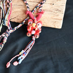 玲珑-彩绘猫-红Heartfelt Guardian | Handcrafted Ceramic WaMao Necklace | Sculpted Cat - Large
