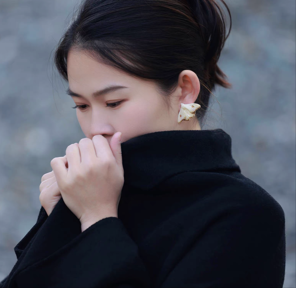 Earring | Handcrafted Ceramic | 烬霜之蛾 | 蜕变之翼