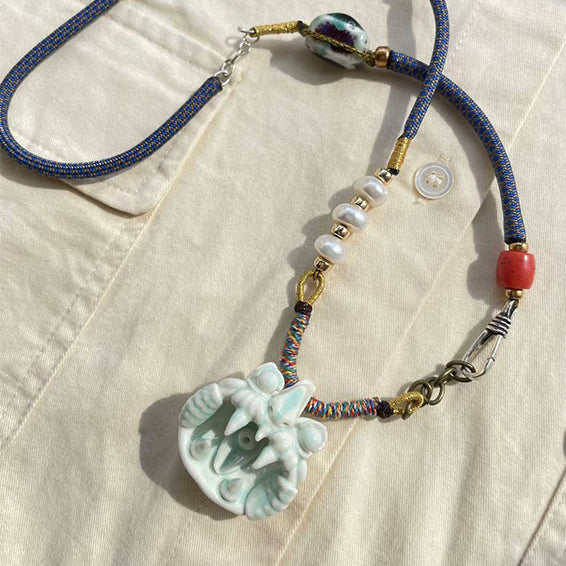 Pendant Necklace-WaMao-Sky Blue-Amulet