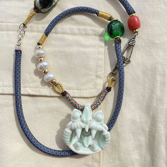 Pendant Necklace-WaMao-Sky Blue-Amulet