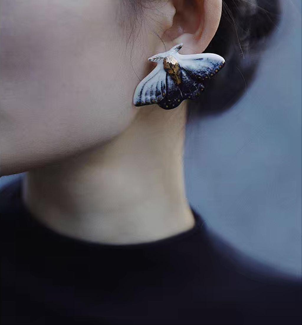 Earring | Handcrafted Ceramic | 蓝凌蛾 | 蜕变之翼