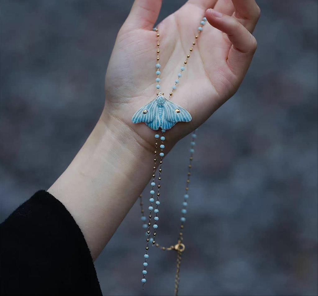 Necklace | Handcrafted Ceramic | 烬霜之蛾 | 蜕变之翼