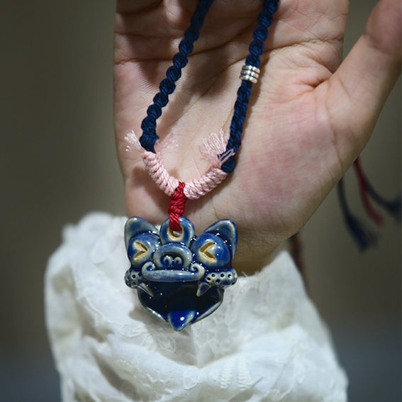 Pendant Necklace-WaMaoBlue-Handmade